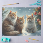 かわいいクリスマス猫のティッシュペーパー 薄葉紙 (クラフト)