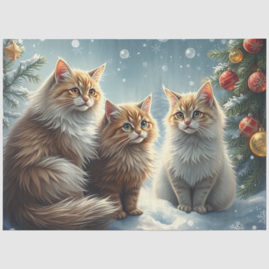 かわいいクリスマス猫のティッシュペーパー 薄葉紙 (正面)