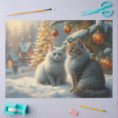 かわいいクリスマス猫のティッシュペーパー 薄葉紙 (クラフト)