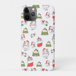 かわいいクリスマス猫のパターン - 祝祭のホリデーデザイン iPhone 11 PROケース