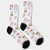 かわいいクリスマス猫のパターン - 祝祭的なホリデーデザイン ソックス (右)