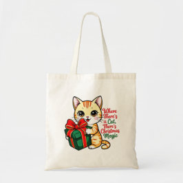 かわいいクリスマス猫のホリデーギフト 猫好きさんへ トートバッグ