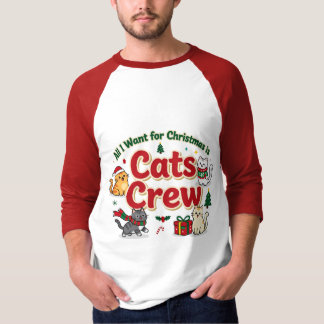 かわいいクリスマス猫のホリデークルー Tシャツ