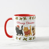 かわいいクリスマス猫のホリデー マグカップ (左)