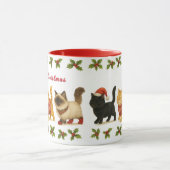 かわいいクリスマス猫のホリデー マグカップ (中央)