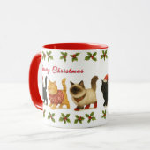 かわいいクリスマス猫のホリデー マグカップ (正面左)
