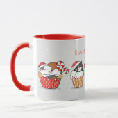 かわいいクリスマス猫のマグカップ マグカップ (左)
