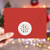 かわいいクリスマス猫の休日差出人住所ラベル ラウンドシール