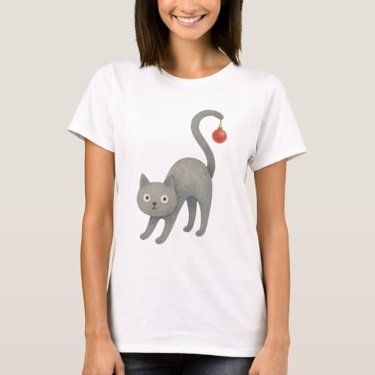 かわいいクリスマス猫の休日 Tシャツ (正面)