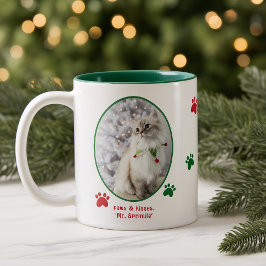 かわいいクリスマス猫の写真 ツートーンマグカップ