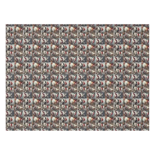 かわいいクリスマス猫の冬の動物の素朴な テーブルクロス (正面(横))