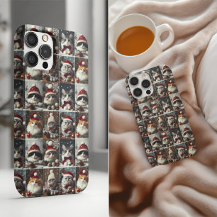 かわいいクリスマス猫の冬の動物の素朴 iPhone 13 PROケース