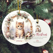 かわいいクリスマス猫の子猫の動物 セラミックオーナメント