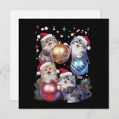 かわいいクリスマス猫の宇宙オーナメント シーズンカード (正面/裏面)