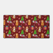 かわいいクリスマス猫の柄 デスクマット (正面)
