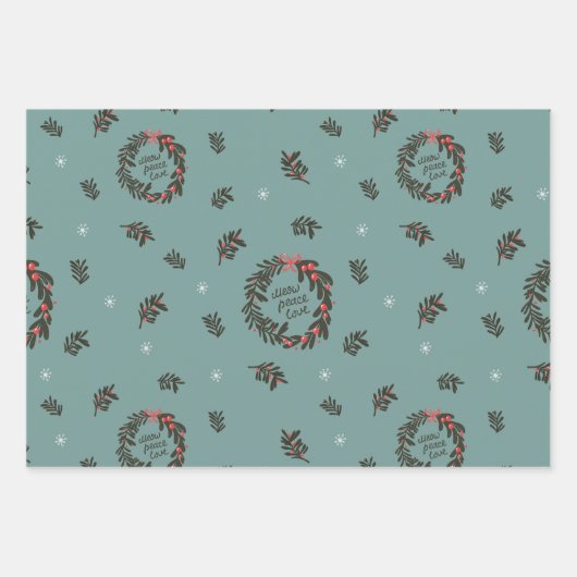 かわいいクリスマス猫の柄 ラッピングペーパーシート (正面2)