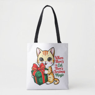 かわいいクリスマス猫の猫好きへのホリデーギフト トートバッグ