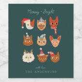 かわいいクリスマス猫めぐり ワインラベル (シングルラベル)