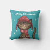 かわいいクリスマス猫アニメ クッション (正面)