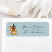 かわいいクリスマス猫インアボックス差出人住所ラベル ラベル (インサイチュ)