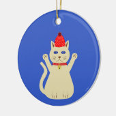 かわいいクリスマス猫カスタム名 セラミックオーナメント (左)