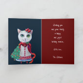 かわいいクリスマス猫カスタム文字 案内状 (内部)