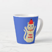 かわいいクリスマス猫カスタム カフェラテマグ (右アングル)