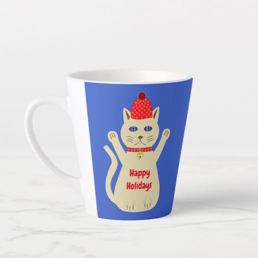 かわいいクリスマス猫カスタム カフェラテマグ (左)