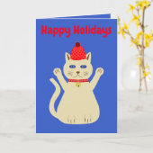 かわいいクリスマス猫カスタム カード (黄色い花)