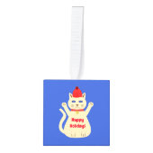 かわいいクリスマス猫カスタム キューブオーナメント (正面)