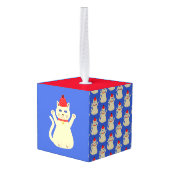 かわいいクリスマス猫カスタム キューブオーナメント (裏面アングル)