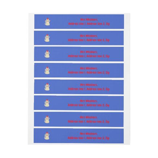 かわいいクリスマス猫カスタム ラップアラウンド宛名ラベル (シート)