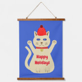 かわいいクリスマス猫カスタム 吊り下げ型タペストリー (正面)