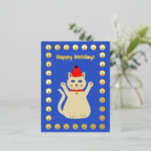 かわいいクリスマス猫カスタム 箔シーズンポストカード (立ち正面)
