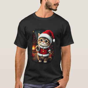 かわいいクリスマス猫サンタクロース可愛いXmasキット Tシャツ