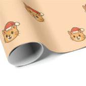 かわいいクリスマス猫サンタ帽子 ラッピングペーパー (ロールコーナー)