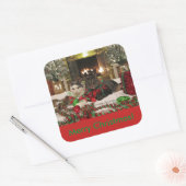 かわいいクリスマス猫シール スクエアシール (封筒)