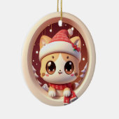 かわいいクリスマス猫ネコ猫バースト セラミックオーナメント (右)