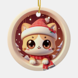 かわいいクリスマス猫ネコ猫バースト セラミックオーナメント