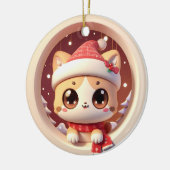 かわいいクリスマス猫ネコ猫バースト セラミックオーナメント (左)
