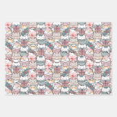 かわいいクリスマス猫パステル ラッピングペーパーシート (正面)