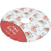 かわいいクリスマス猫パターンドクリスマス ブラッシュドポリエステルツリースカート (アングル)