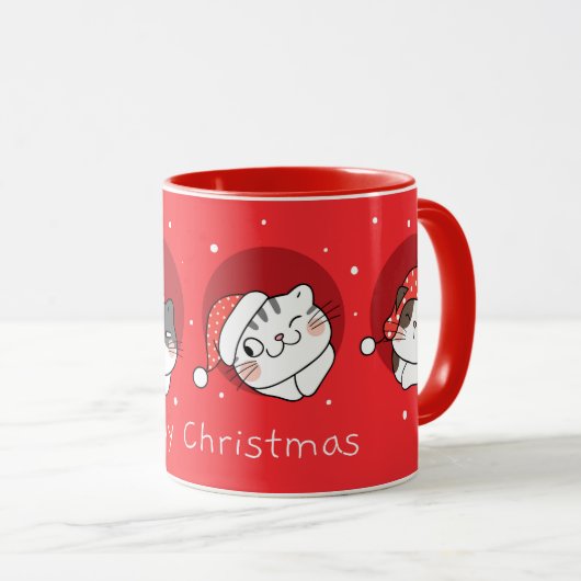 かわいいクリスマス猫マグカップ マグカップ (正面右)