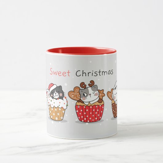 かわいいクリスマス猫マグカップ マグカップ (中央)