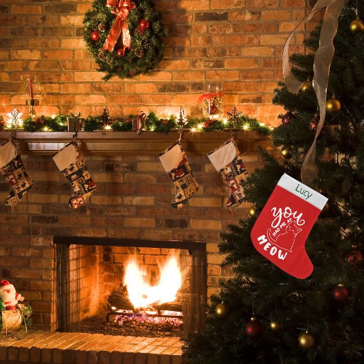 かわいいクリスマス猫好き ラージクリスマスストッキング