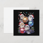 かわいいクリスマス猫宇宙オーナメント シーズンカード (正面/裏面)