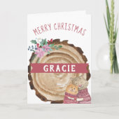 かわいいクリスマス猫素朴猫ホリデーカード シーズンカード (正面)