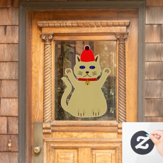 かわいいクリスマス猫 ウィンドウサイン (ホームデコレーション)