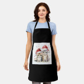 かわいいクリスマス猫 エプロン (着用した状態)