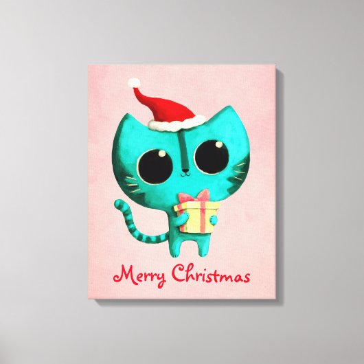 かわいいクリスマス猫 キャンバスプリント (正面)